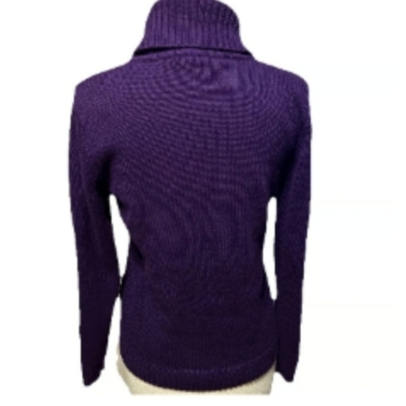 NWT Lauren Ralph Lauren Deep Purple Cardigan Small Gold Buttons Cozy Chic - Picture 7 of 8